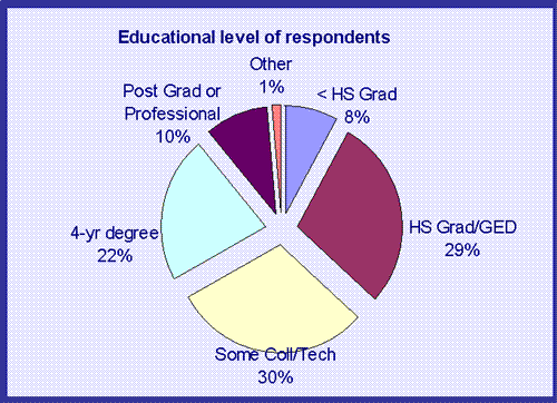 Chart representing educational level of respondents.