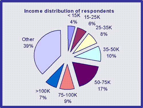 Chart representing income distribution of respondents.