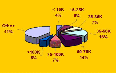 Pie chart showing annual income level of respondents.